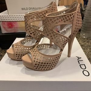 NEW! Aldo Genuine Leather Kerbow Nude Pink Heels